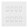 BG Evolve Pearlescent White 8 Gang Intermediate Custom Grid Light Switch