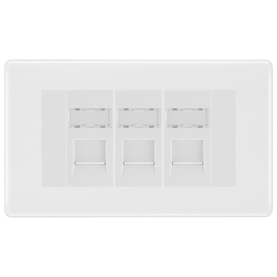 Data Outlet Insert BG White Moulded 3 Gang RJ45 Cat6 Data Socket Outlet White Inserts ...
