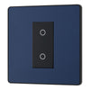 BG Evolve Matt Blue Single Master Touch Dimmer Switch PCDDBTDM1B with 35mm Steel Back Box