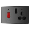 BG Evolve Black Chrome 45A Switch 13A Switched Socket Cooker Control Unit PCDBC70B with 35mm Steel Back Box