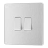 BG Evolve Brushed Steel 20A 16AX Double Light Switch PCDBS42W with 25mm Steel Back Box