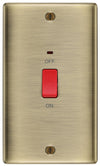 BG NAB72 Nexus Metal | Antique Brass | 2 Gang Double Plate 45A 2 Pole Neon Cooker Switch