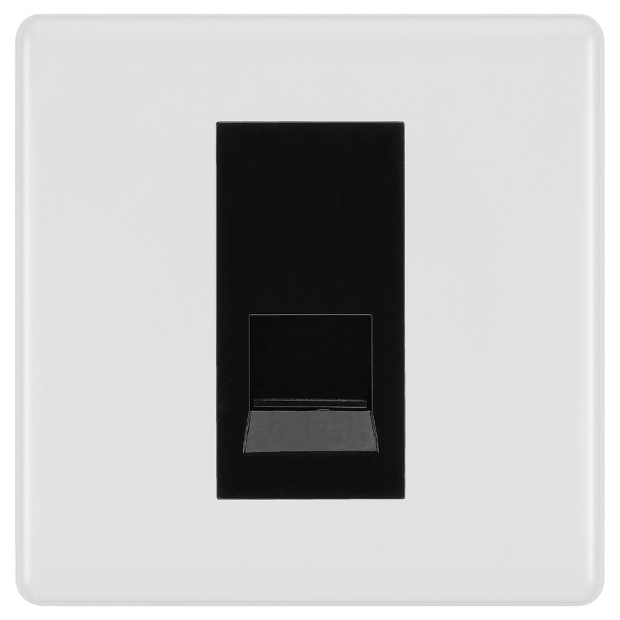 BG White Moulded Single Master Telephone Socket, Screw Terminal - Black Inserts