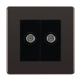BG Screwless Black Nickel Double Satellite Socket FBN642B