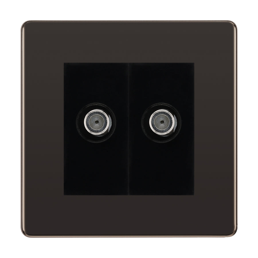 BG Screwless Black Nickel Double Satellite Socket FBN642B
