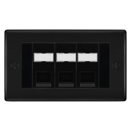 BG Nexus Matt Black 3 Gang RJ45 Cat5e Data Socket Black Inserts