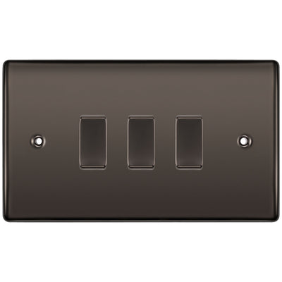 BG Black Nickel 3 Gang Light Switch 1x Intermediate 2x 2 Way Custom Switch