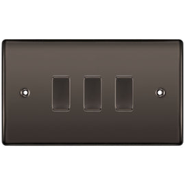 BG Black Nickel 3 Gang Light Switch 1x Intermediate 2x 2 Way Custom Switch