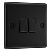 BG Nexus Matt Black 20A 16AX 2 Way Double Light Switch NFB42 with 35mm Steel Back Box