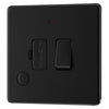 BG Screwless Matt Black 13A Switched Spur + Neon + Flex Outlet FFB53 with 25mm Steel Back Box