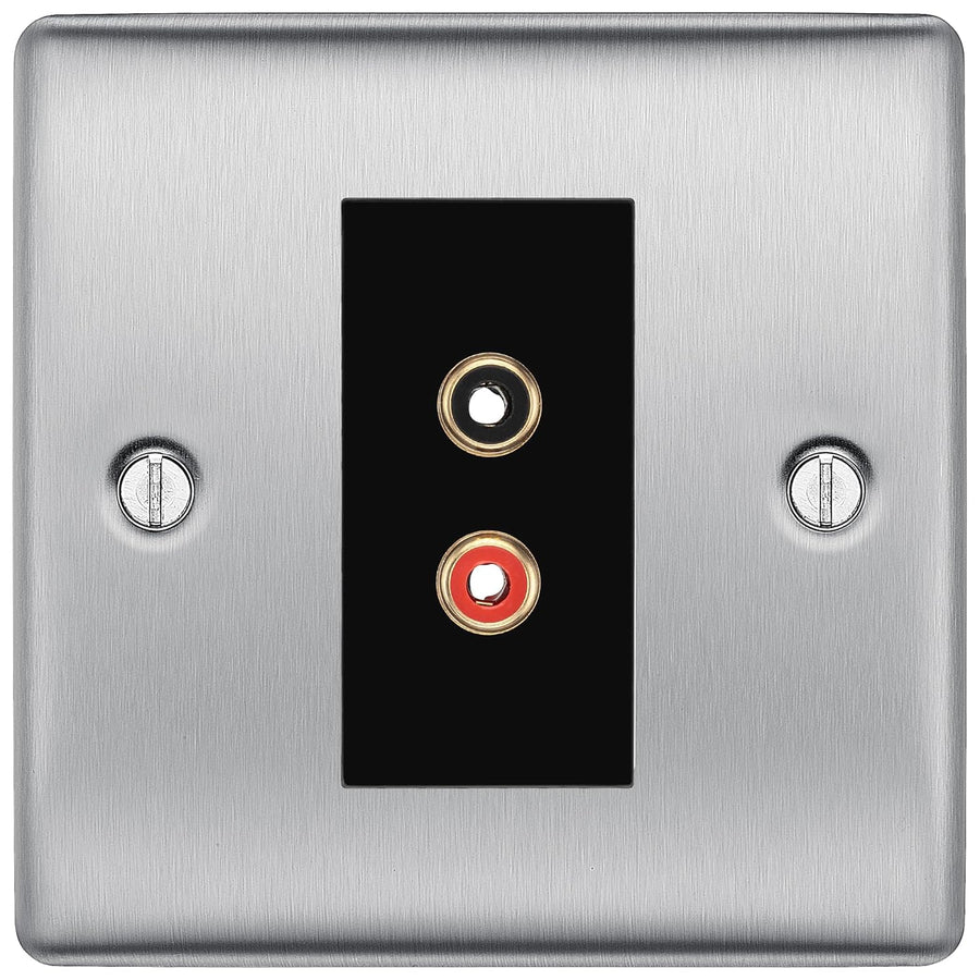 BG Nexus Brushed Steel Euro Module RCA X 2 Outlet NBSRCA2B