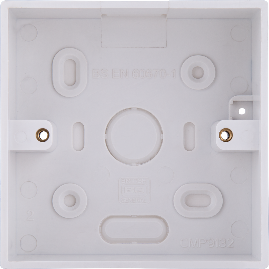 BG CMP9132 Moulded Square Edge | White | 32mm | 1 Gang PVC Pattress