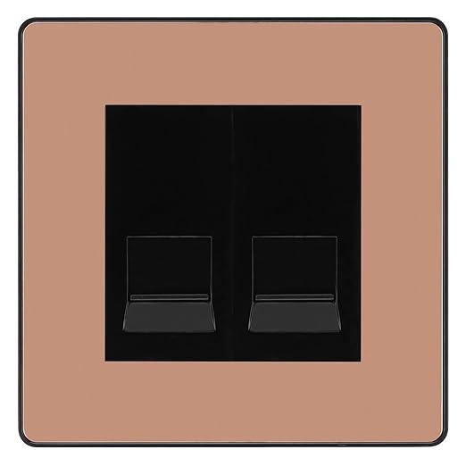 BG Evolve Polished Copper Double IDC Secondary Telephone Socket - Black Insert