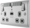 NBS24U44B Front - This 13A double power socket with integrated Wi-Fi Extender from British General will eliminate dead spots and extend your Wi-Fi coverage. Designed to work with all wireless broadband routers and easy to install with one touch WPS this includes a USB charging port.