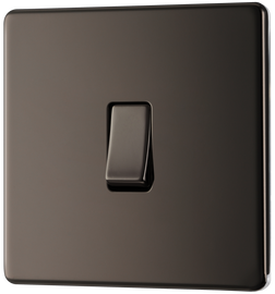 BG FBN12 Nexus Screwless Flat-Plate 2 Way 10A Single Light Switch Black Nickel