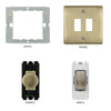 BG Antique Brass 2 Gang Switch 1x Dual Mode LED Dimmer 1x 2 Way Custom Switch