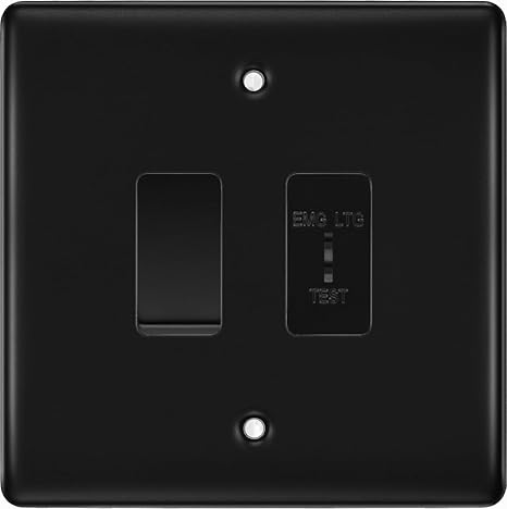 BG Nexus Matt Black 2 Gang Emergency Key Switch with 2 Way Single Pole Switch