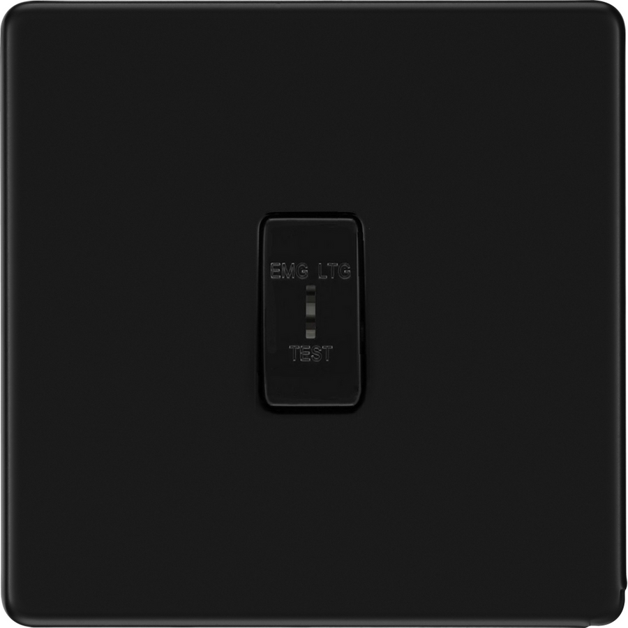 BG Flatplate Screwless Matt Black 2 Way Single Pole Emergency Key Switch FFB12EL