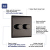 BG NBN82P Nexus Metal 2 Gang, 2 Way, 400W Dimmer Switches - Black Nickel