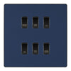BG Evolve Matt Blue Custom Appliance Grid Switch 6 Gang Screwless