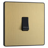BG Evolve Satin Brass 10AX 1 Way Press Switch PCDSB14B with 35mm Steel Back Box