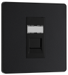 PCDMBRJ451B Front - This Evolve Matt Black RJ45 ethernet socket from British General uses an IDC terminal connection and is ideal for home and office, providing a networking outlet with ID window for identification. The Cat6 outlet supports data transfer speeds of up to 10Gbps at 250 MHz up to 164 feet.