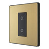 BG Evolve Satin Brass Single Secondary Touch Dimmer Switch PCDSBTDS1B with 35mm Steel Back Box