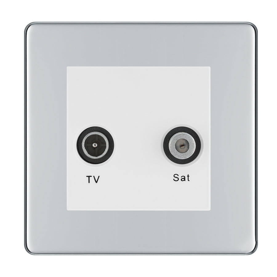 BG Screwless Polished Chrome TV & Satellite Socket FPCTVSATW