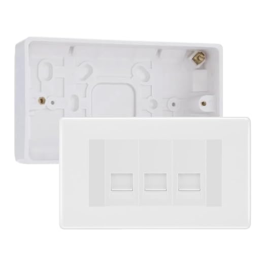 BG White Moulded 3 Gang RJ11 Telephone Socket Euro Module with 32mm Back Box - White Insert