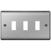 BG Nexus GNBS3 Grid Brushed Steel 3 Gang Front Plate