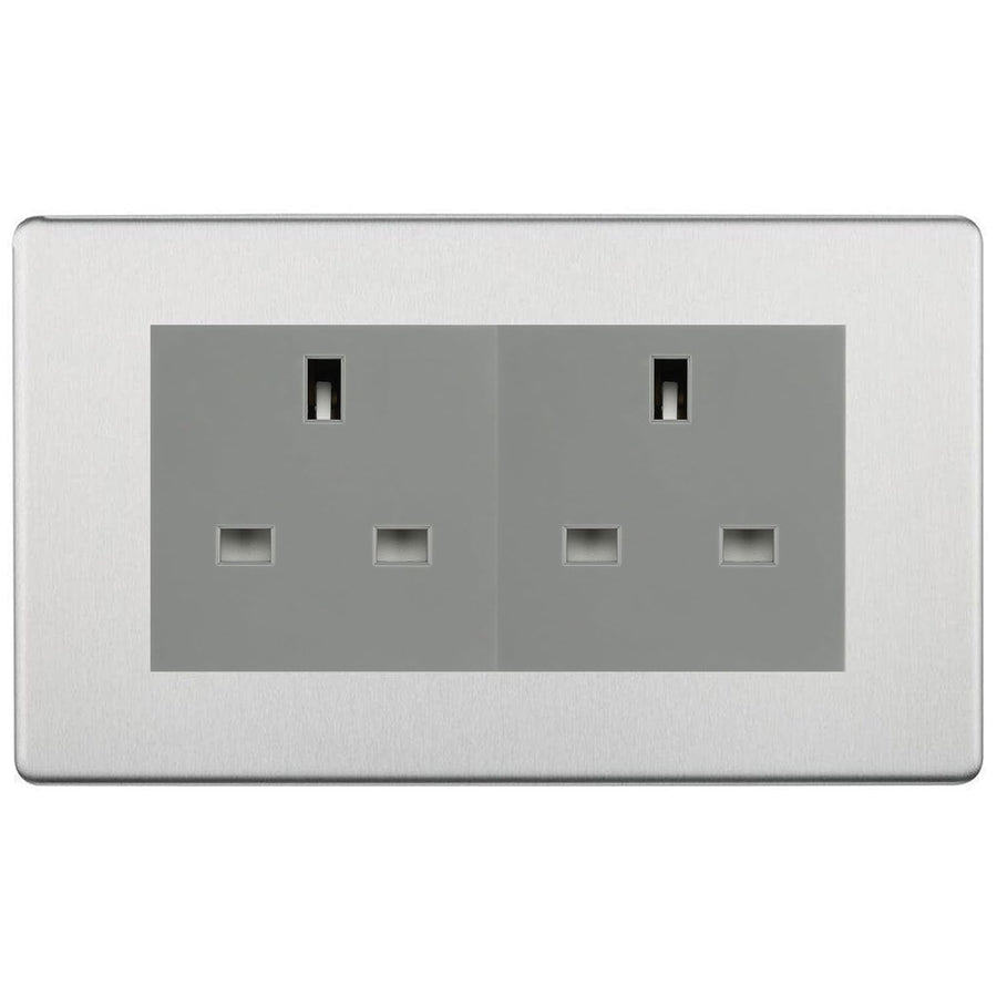 BG Screwless Brushed Steel 4 Gang 13A Unswitched Socket - FBS4GUSSG