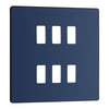 BG Evolve Matt Blue Custom Appliance Grid Switch 6 Gang Screwless