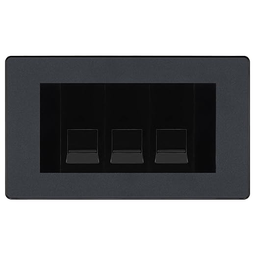 BG Evolve Matt Grey 3 Gang IDC Secondary Telephone Socket - Black Insert