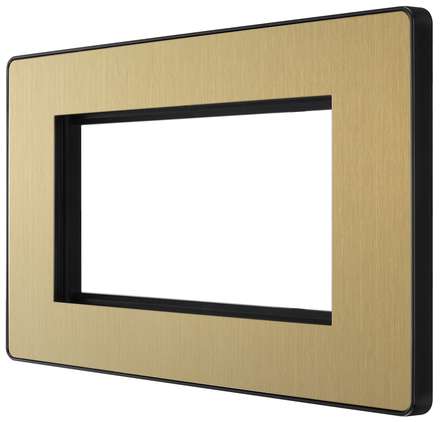 BG PCDSBEMR4B Satin Brass Evolve 4 Euro Module Front Plate - Black ...