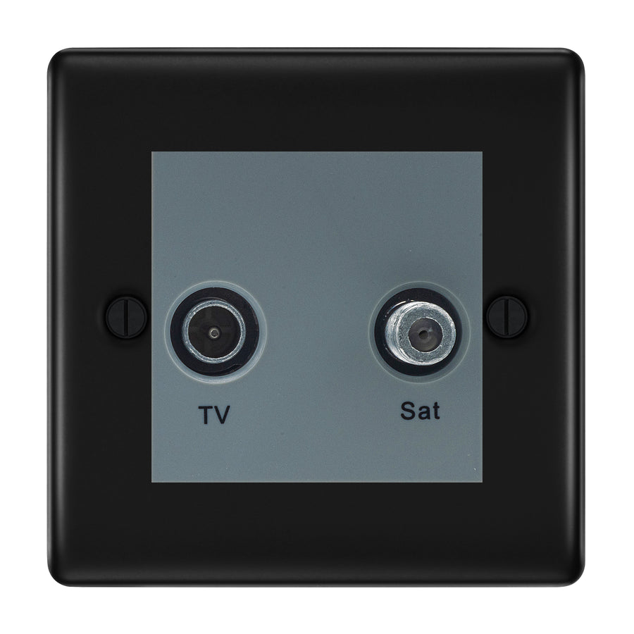 BG Nexus Metal Matt Black TV & Satellite Socket NFBTVSATG