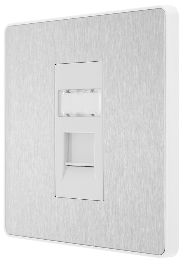 Data Outlet Insert BG PCDBSRJ451W Brushed Steel Evolve RJ45 Cat6 Data Outlet - White ...
