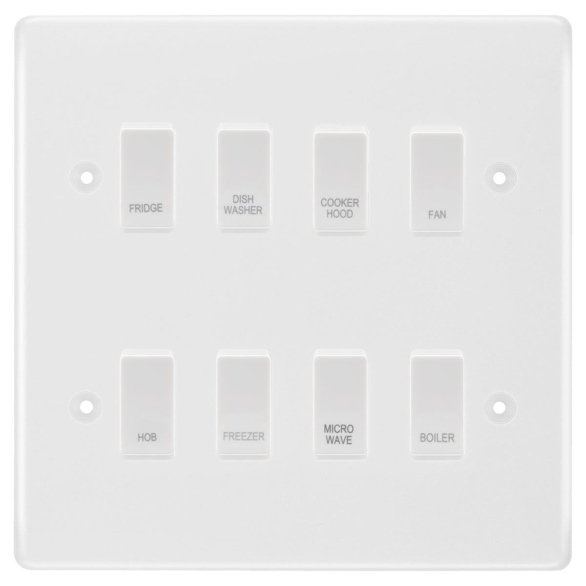 BG White Moulded 8 Gang Custom Labelled Appliance Grid Switch – The ...