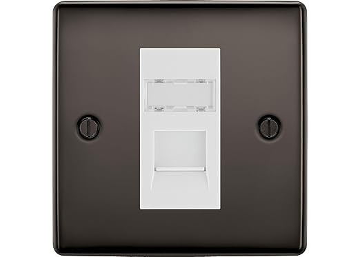 BG Nexus Black Nickel Single 1 Gang RJ45 Data Socket NBNRJ451W White Insert