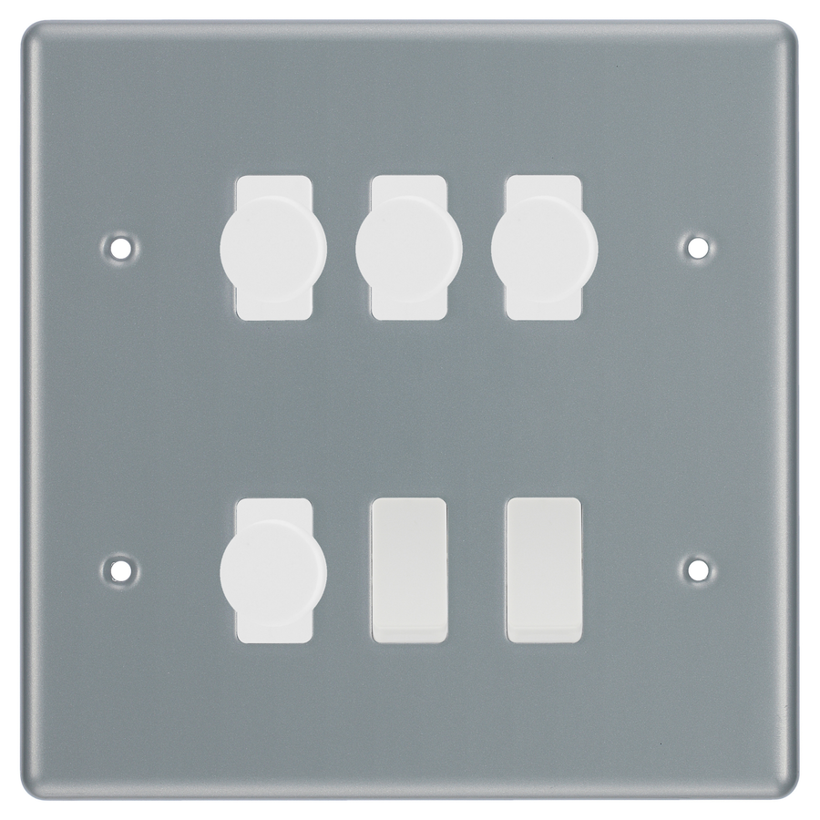 BG Metal Clad 6 Gang Light Switch 4x LED Dimmer 2x 2 Way Custom Switch