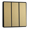 BG Evolve Satin Brass 2 Way Triple Edge to Edge Rocker Switch PCDSB43EB with 25mm Steel Back Box