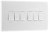 BG 846 Moulded Round Edge | White | 6 Gang 10AX 2 Way Plate Switch
