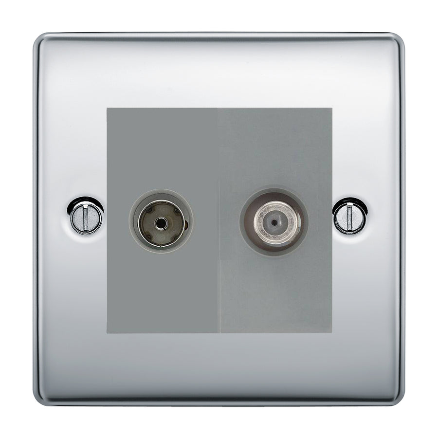 BG Nexus Metal Polished Chrome TV & Satellite Socket NPC65G