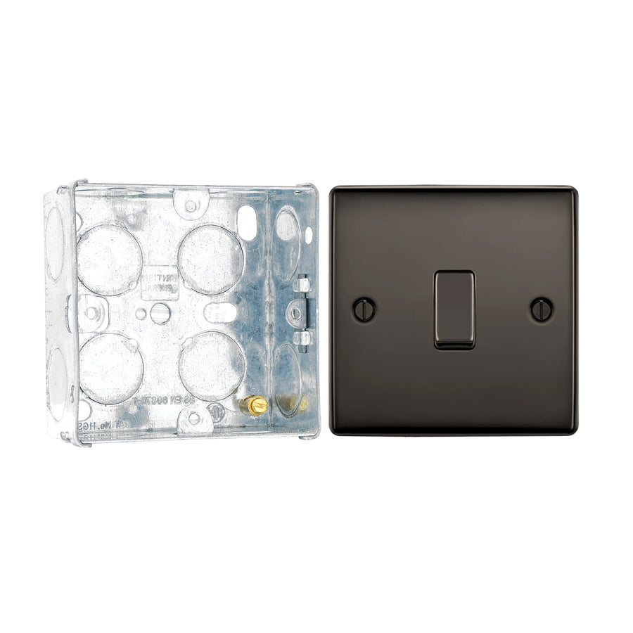 BG Nexus Metal Black Nickel 20A 16AX Intermediate Light Switch NBN13 with 35mm Steel Back Box