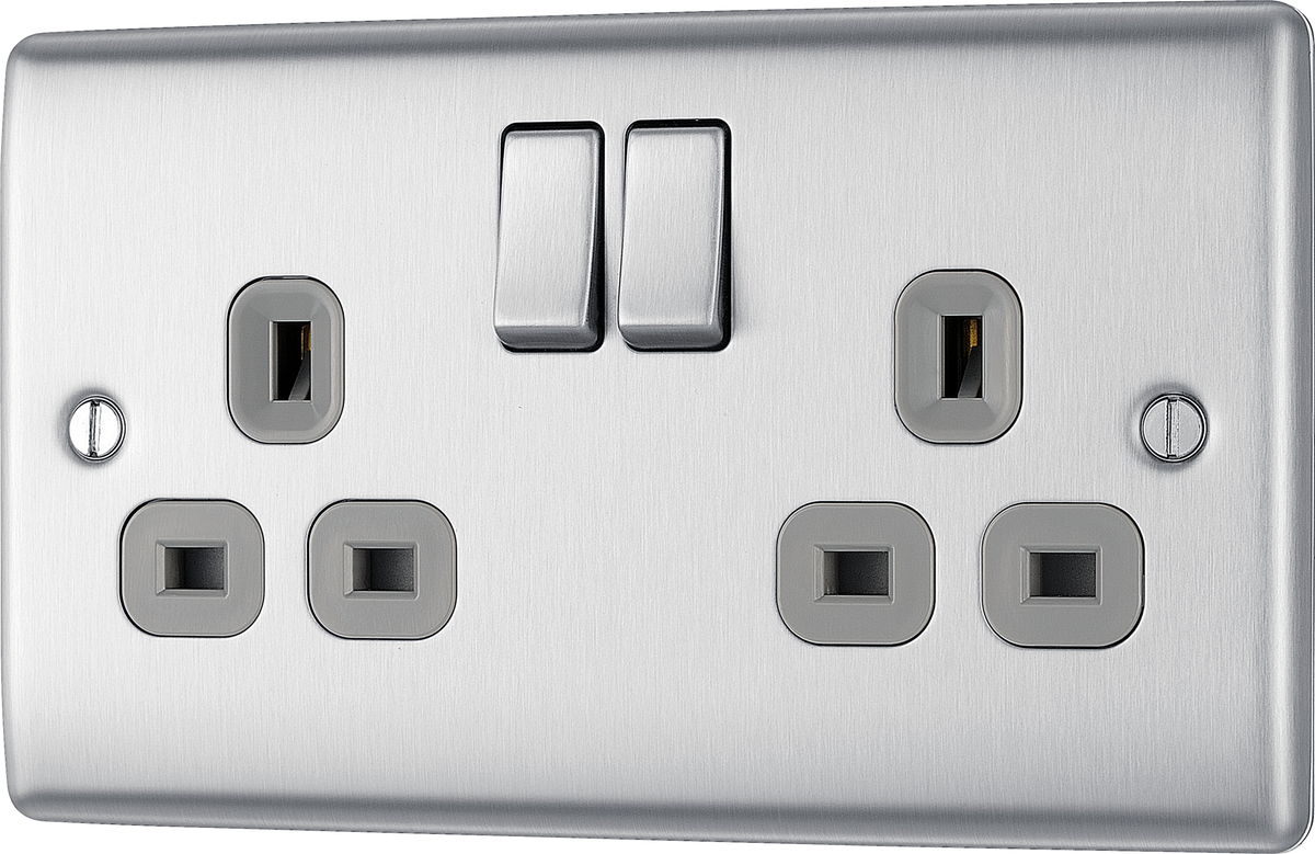 BG NBS22G 5 Pack Nexus Metal Brushed Steel 2 Gang 13A Swi...– The ...