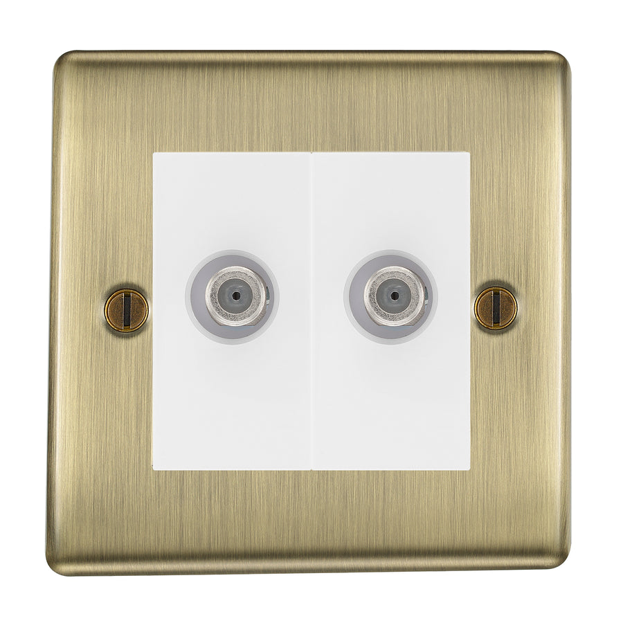 BG Nexus Metal Antique Brass Double Satellite Socket NAB642W