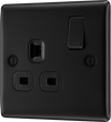 BG NFB21B Nexus Metal Matt Black 1 Gang 13A Double Pole Switched Socket