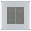 BG Nexus Screwless Polished Chrome Double Secondary Touch Dimmer Switch Grey Inserts FPCTDS2G