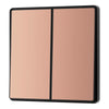BG Evolve Polished Copper 2 Way Double Edge to Edge Rocker Switch PCDCP42EB with 35mm Steel Back Box