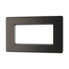 BG Screwless Black Nickel Double 4 Gang Brush Cable Wall Plate TV Black