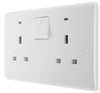 BG 826 Moulded Round Edge | White | 2 Gang 13A 1 Pole Neon Switched Socket